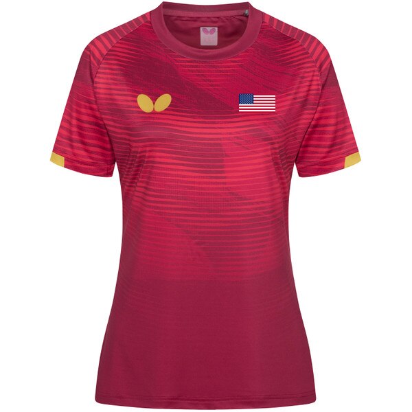 Butterfly USA Team 25 Lady Shirt - Red - Front